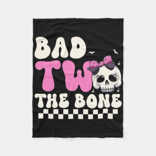Bad Two The Bone 2nd Birthday Girls Spooky Birthda Fleece Blanket