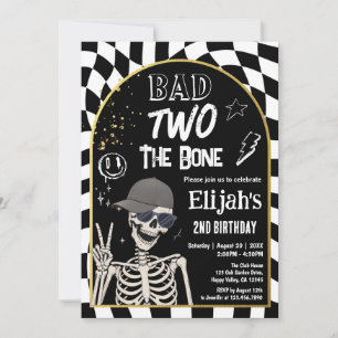 Bad TWO The Bone 2nd Birthday Halloween  Invitation
