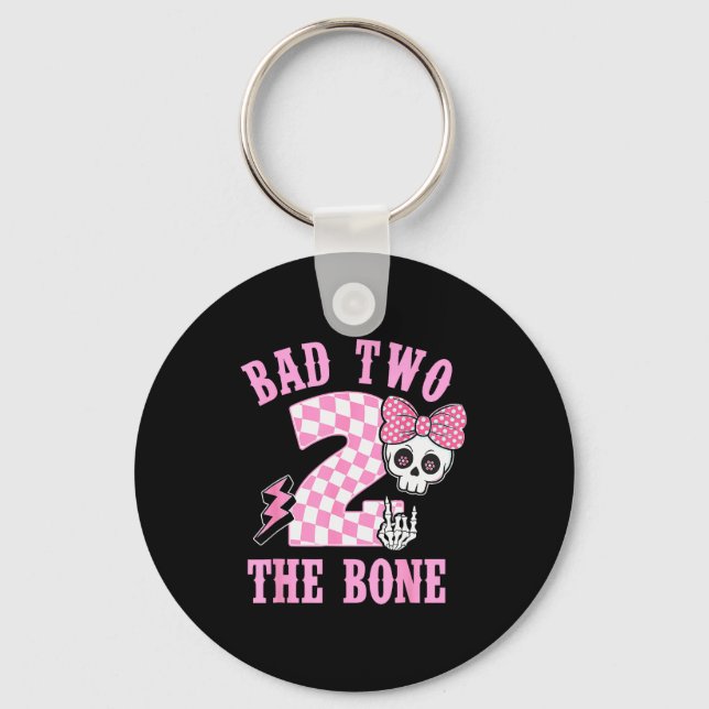 Bad Two The Bone Birthday 2 Years Old Nk Chequered Key Ring (Front)