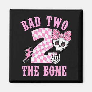 Bad Two The Bone Birthday 2 Years Old Nk Chequered Magnet