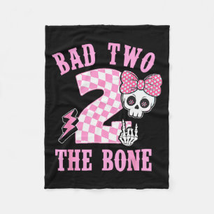 Bad Two The Bone Birthday 2 Years Old Pink Checker Fleece Blanket