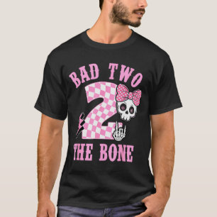 Bad Two The Bone Birthday 2 Years Old Pink Checker T-Shirt