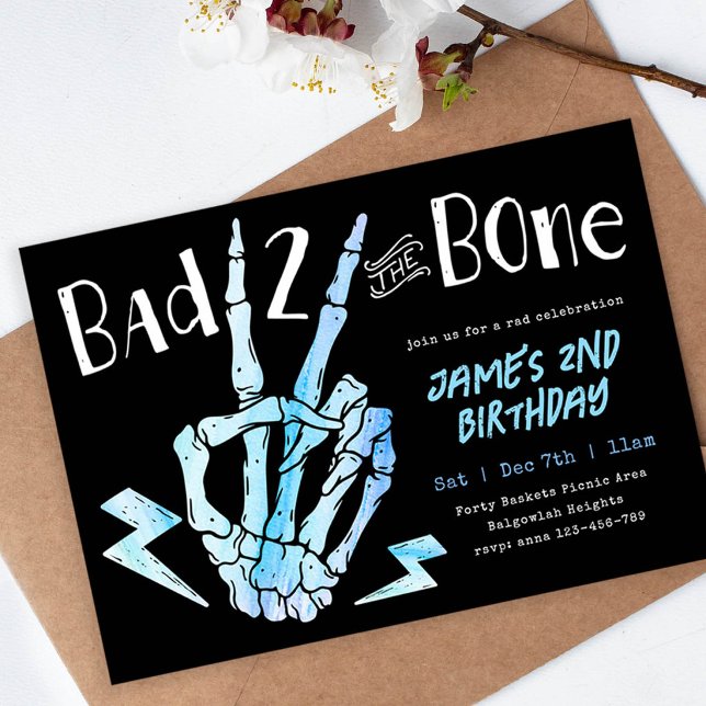 Bad TWO the Bone Boys Rad Second Birthday Invitation (Creator Uploaded)