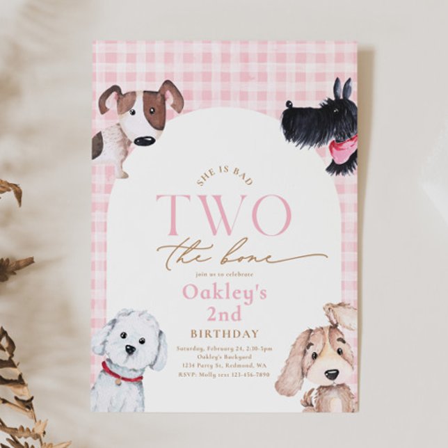 Bad TWO the Bone Chequered Puppy Invitation (Creator Uploaded)