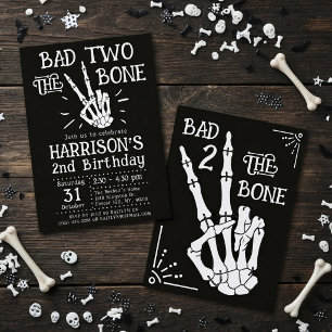 Bad Two The Bone! Halloween 2nd Birthday Invitation