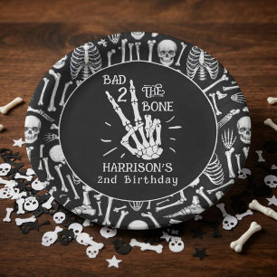 Bad Two The Bone! Halloween 2nd Birthday Party Paper Plate