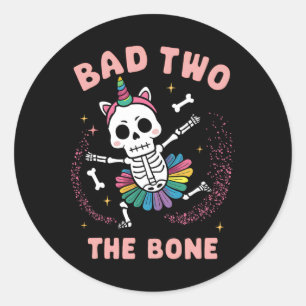 Bad Two The Bone Halloween Birthday 2nd Birthday G Classic Round Sticker