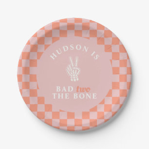 Bad TWO The Bone Pink Second Birthday Paper Plate