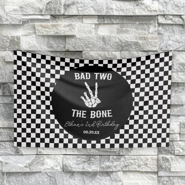 Bad Two The Bone Skeleton 2nd Birthday Party Banner (Creator Uploaded)