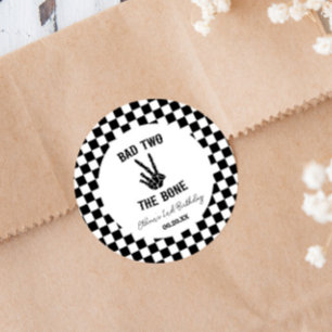 Bad Two The Bone Skeleton 2nd Birthday Party Classic Round Sticker