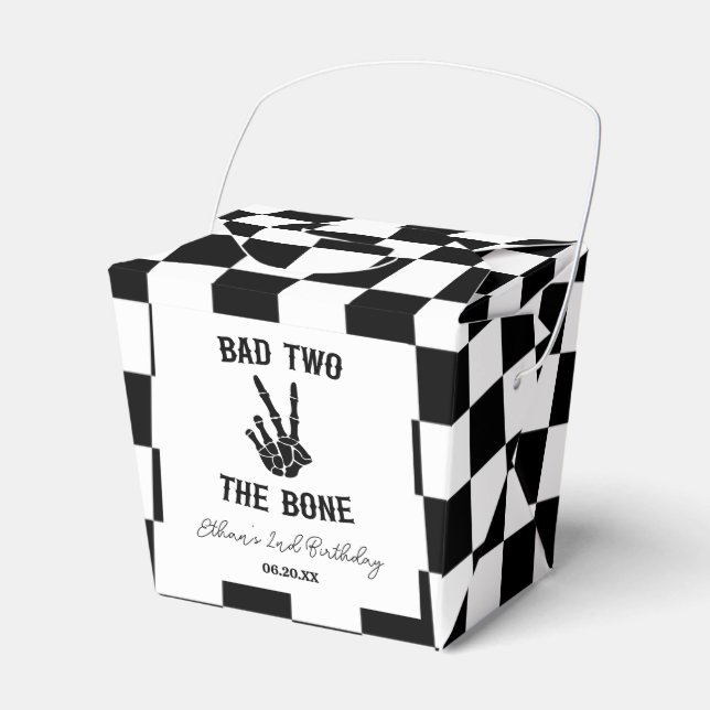 Bad Two The Bone Skeleton 2nd Birthday Party Favour Box (Front Side)