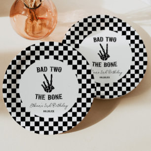 Bad Two The Bone Skeleton 2nd Birthday Party Paper Plate
