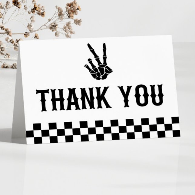 Bad Two The Bone Skeleton 2nd Birthday Party Thank You Card (Creator Uploaded)