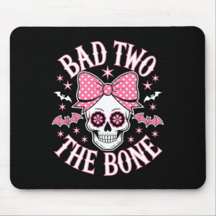 Bad Two The Bone Skull Pink Bow Stars Mouse Pad