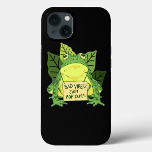 Bad Vibes Just Hop Out Funny Frog Meme Quote 629 iPhone 13 Case