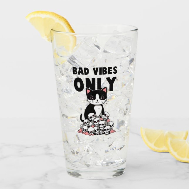 Bad Vibes Only – Cat & Skulls Glass (Front Ice)