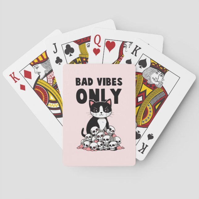 Bad Vibes Only – Cat & Skulls Playing Cards (Back)