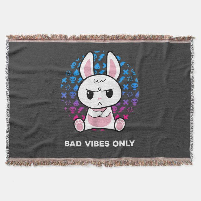 Bad Vibes Only Throw Blanket (Front)