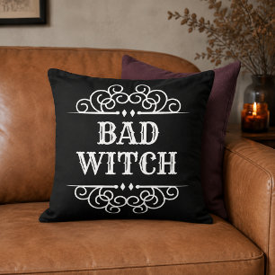 Bad Witch Black Custom Halloween Cushion