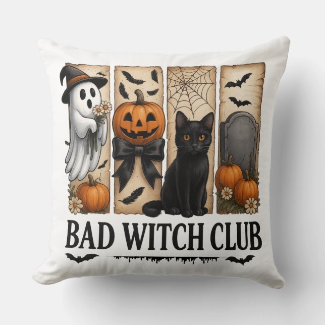 Bad Witch Club: Halloween Panel Pillow (Front)