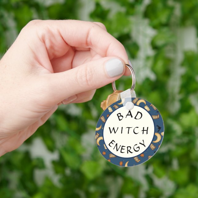 Bad Witch Energy Celestial Halloween Keychain (Hand)