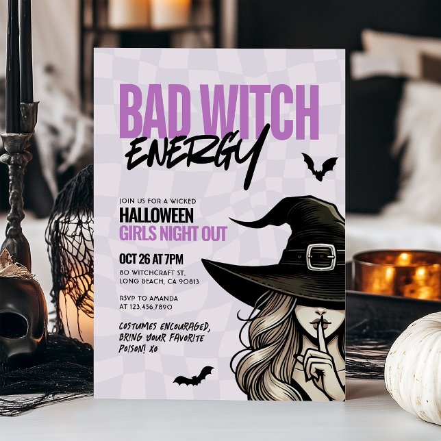 Bad Witch Energy Girls Night Out Halloween Party Invitation (Creator Uploaded)