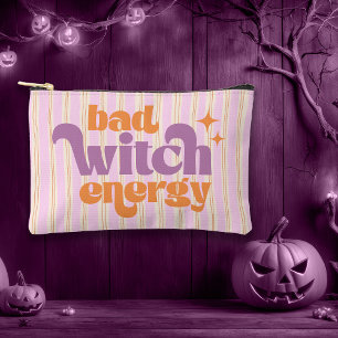 Bad Witch Energy Orange and Purple Striped Accessory Pouch