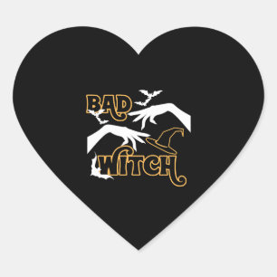 Bad Witch Funny Halloween Costume For Women Heart Sticker