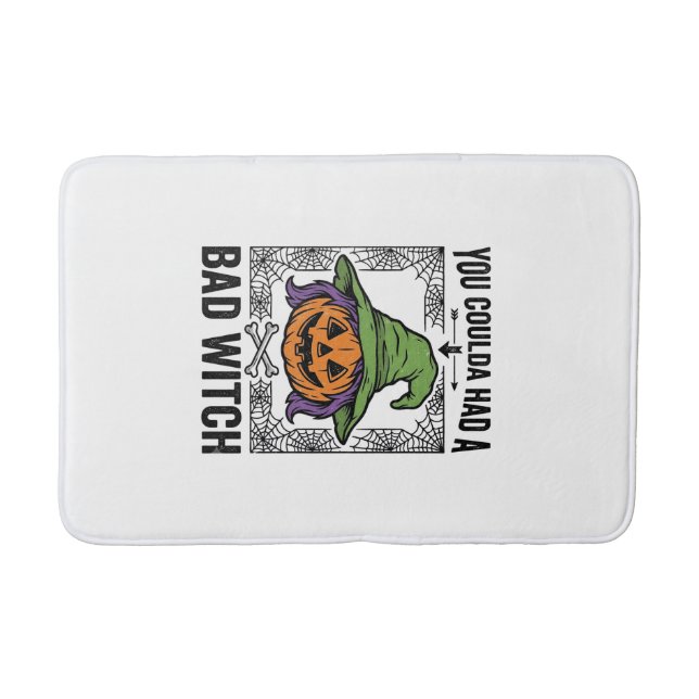 Bad Witch Funny Halloween Pumpkin Witch_1 Bath Mat (Front)