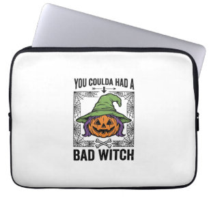 Bad Witch Funny Halloween Pumpkin Witch_1 Laptop Sleeve