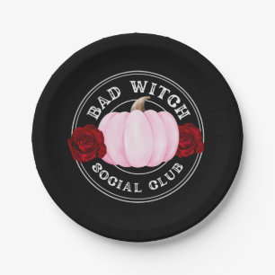Bad Witch Social Club Halloween Paper Plate
