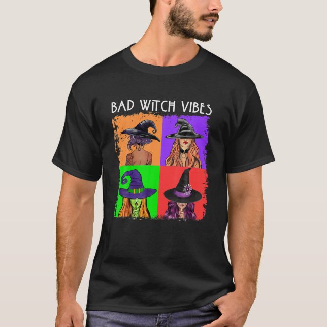 Bad Witch Vibes Halloween Basic Witch Lover Funny T-Shirt (Front)
