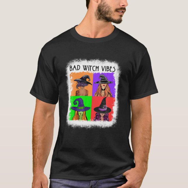 Bad Witch Vibes Halloween Basic Witch Lover Funny T-Shirt (Front)