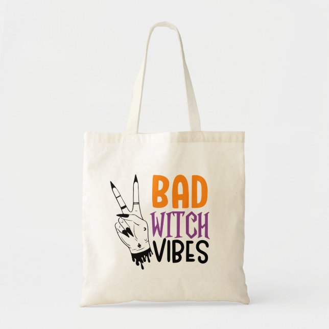 Bad Witch Vibes Halloween Tote Bag (Front)