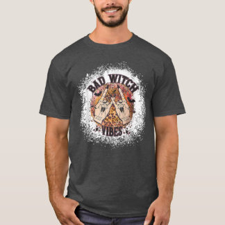 Bad Witch Vibes Leopard with Bat Lover funny hallo T-Shirt