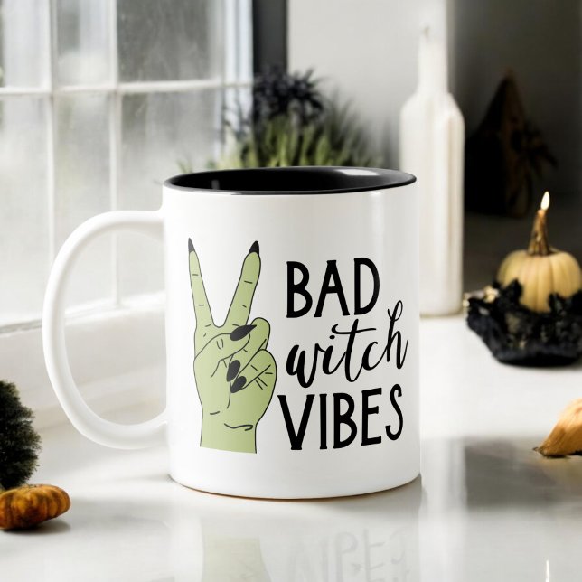 Bad Witch Vibes Modern Halloween Two-Tone Coffee Mug (Creator Uploaded)