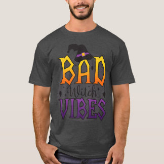 Bad Witch Vibes Spooky Witchcrafts Skeleton Peace  T-Shirt