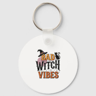 Bad Witch Vibes Vintage Halloween Shirt Design_1 Key Ring