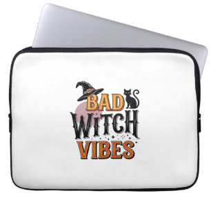 Bad Witch Vibes Vintage Halloween Shirt Design_1 Laptop Sleeve