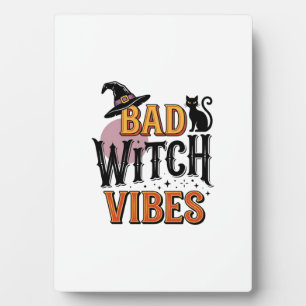Bad Witch Vibes Vintage Halloween Shirt Design_1 Plaque