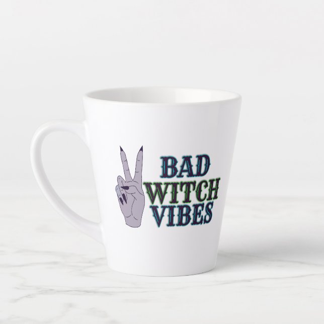 Bad Witch Vibes Witchy Hands Latte Mug (Left)