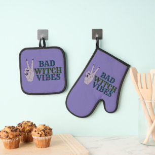 Bad Witch Vibes Witchy Hands Oven Mitt & Pot Holder Set