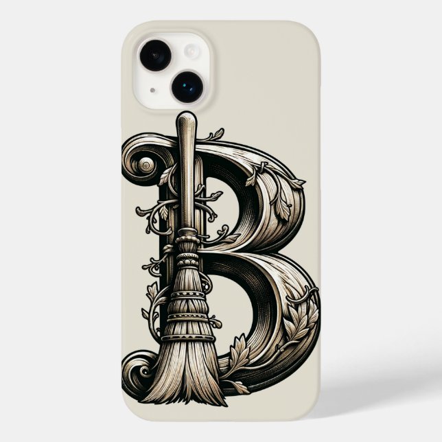 Bad Witch Witchy Broom Letter B Custom Initial  Case-Mate iPhone Case (Back)