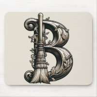 Bad Witch Witchy Broom Letter B Custom Initial