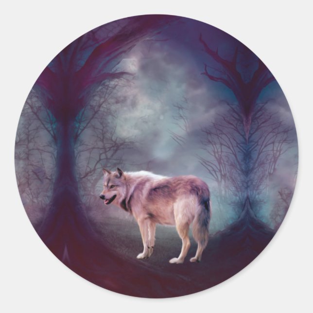 Bad wolf in thorn forest classic round sticker (Front)