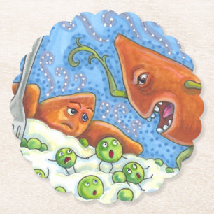 BAD YAM YELLING AT PEAS, FUNNY THANKSGIVING MEAL PAPER COASTER