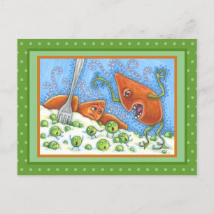 BAD YAM YELLING AT PEAS, FUNNY THANKSGIVING MEAL POSTCARD