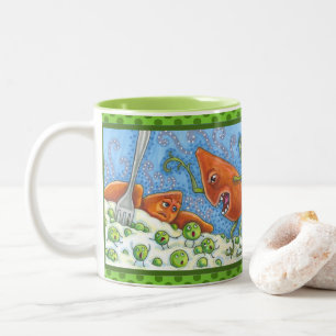 BAD YAM YELLING AT PEAS, FUNNY THANKSGIVING MEAL Two-Tone COFFEE MUG
