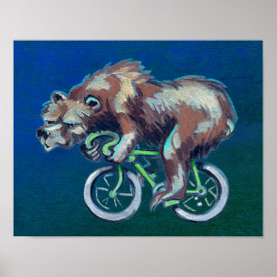 Badass Bear On a Bicycle Poster