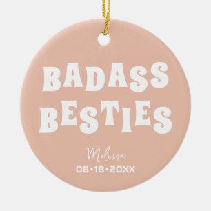 Badass Besties Funny Bridesmaid Favour Photo Gift Ceramic Ornament